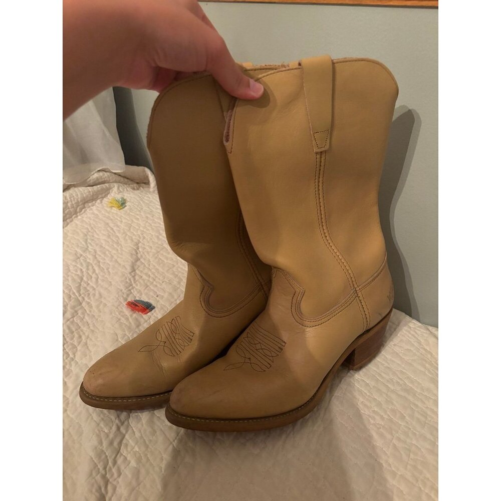 landis vintage brown leather cowboy cowgirl boots 10.5